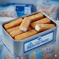 generate image of  Frozen Fish fingers Fillets in a tin